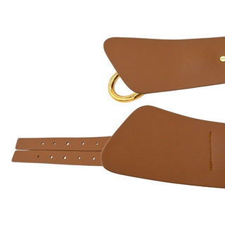 Tan Dual Strap Knot Detail Leather Belt