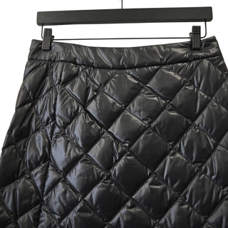 Black Puffer Quilted Mini Skirt