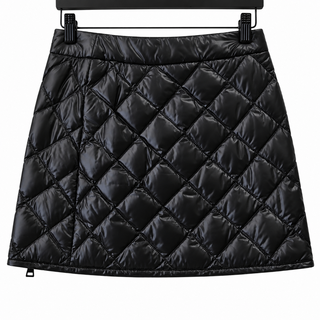 Black Puffer Quilted Mini Skirt