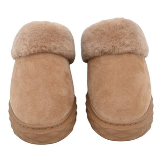 Mauve Suede Shearling Mules