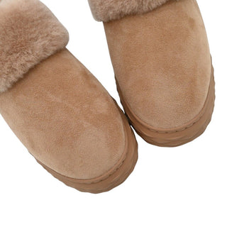 Mauve Suede Shearling Mules