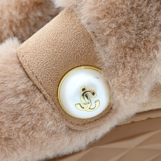 Mauve Suede Shearling Mules
