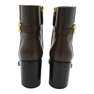 VLogo Signature Leather Zip Ankle Heeled Booties