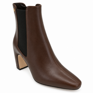 Brown Leather Elastic Side Gusset Ankle Booties