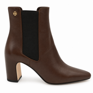 Brown Leather Elastic Side Gusset Ankle Booties