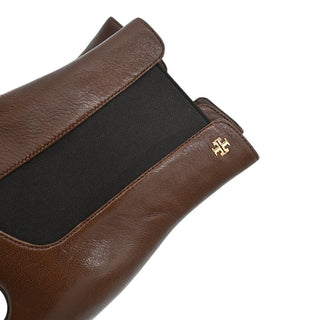 Brown Leather Elastic Side Gusset Ankle Booties