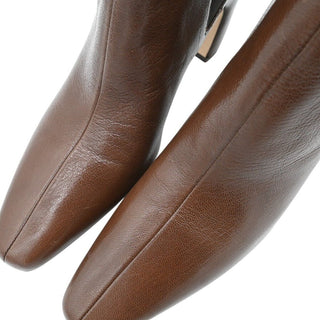 Brown Leather Elastic Side Gusset Ankle Booties