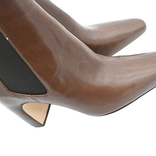Brown Leather Elastic Side Gusset Ankle Booties