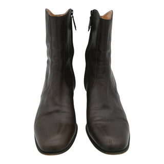 Dark Brown Leather Ankle Booties