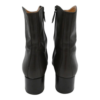 Dark Brown Leather Ankle Booties