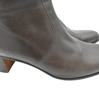 Dark Brown Leather Ankle Booties