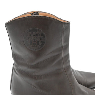 Dark Brown Leather Ankle Booties