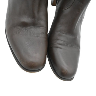 Dark Brown Leather Ankle Booties