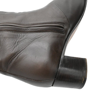 Dark Brown Leather Ankle Booties