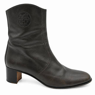Dark Brown Leather Ankle Booties