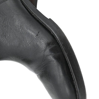 CC Grosgrain Stitched Crinkled Leather Riding Boots