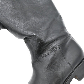 CC Grosgrain Stitched Crinkled Leather Riding Boots