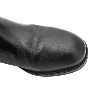 CC Grosgrain Stitched Crinkled Leather Riding Boots