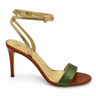 Erwan Metallic Strappy Heels