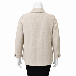 Neutral Flax-Blend Short Car Coat