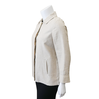 Neutral Flax-Blend Short Car Coat