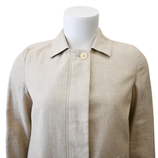 Neutral Flax-Blend Short Car Coat