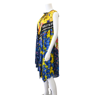 Multicolor Floral Print Pleated Dress