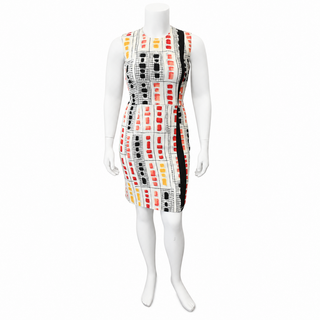Multicolor Geometric Print Sheath Dress