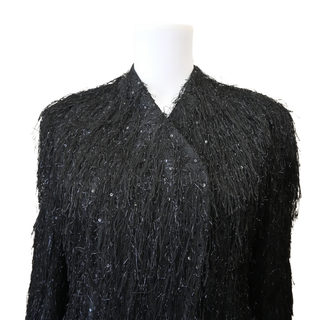 Black Fringed Sequin Evening Jacket