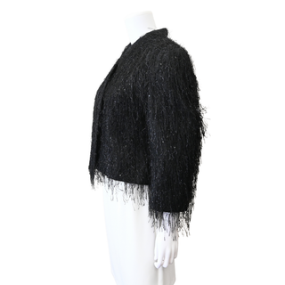 Black Fringed Sequin Evening Jacket