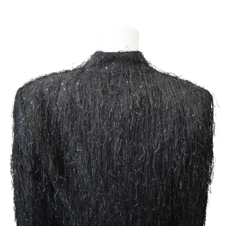 Black Fringed Sequin Evening Jacket