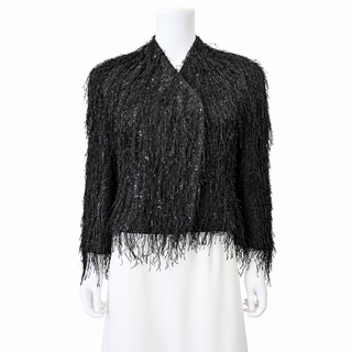 Black Fringed Sequin Evening Jacket