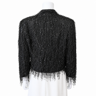 Black Fringed Sequin Evening Jacket