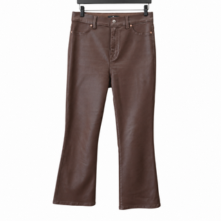Brown Coated Denim Slim Kick Jeans