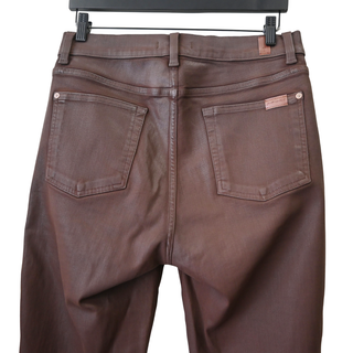 Brown Coated Denim Slim Kick Jeans