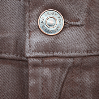 Brown Coated Denim Slim Kick Jeans