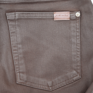 Brown Coated Denim Slim Kick Jeans