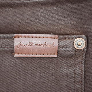 Brown Coated Denim Slim Kick Jeans