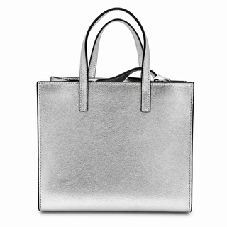 MARC JACOBS | Silver Grind Metallic Leather Crossbody Tote Bag