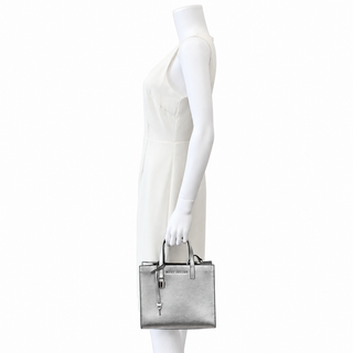 MARC JACOBS | Silver Grind Metallic Leather Crossbody Tote Bag
