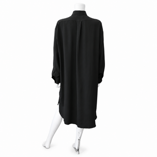 Black Silk Crepe De Chine Shirt Dress