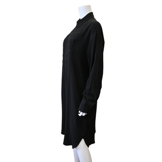 Black Silk Crepe De Chine Shirt Dress