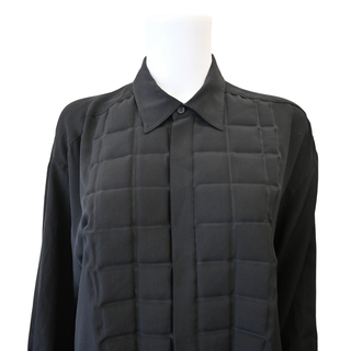 Black Silk Crepe De Chine Shirt Dress