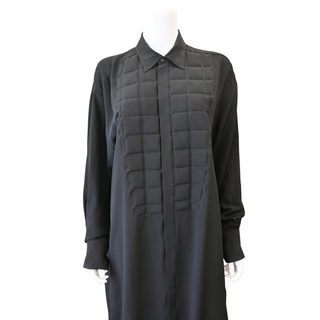 Black Silk Crepe De Chine Shirt Dress