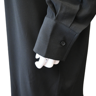 Black Silk Crepe De Chine Shirt Dress