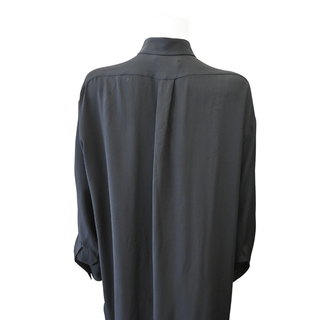 Black Silk Crepe De Chine Shirt Dress
