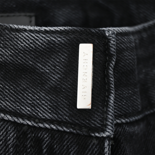 Black Denim Logo-Plaque Chain-Link Jeans