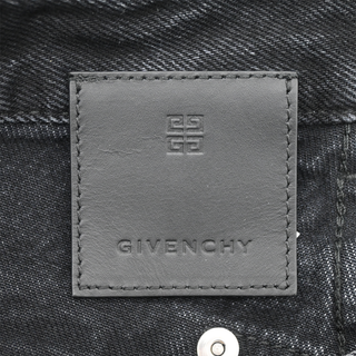 Black Denim Logo-Plaque Chain-Link Jeans