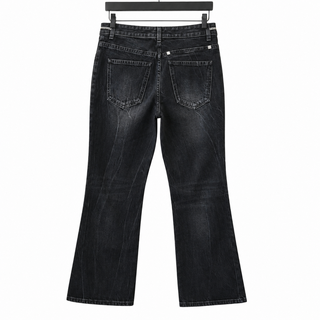 Black Denim Logo-Plaque Chain-Link Jeans