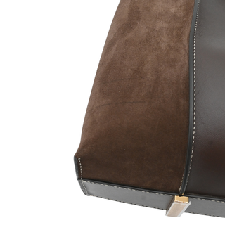 Dark Brown T Timeless Suede & Leather Shopping Tote Bag